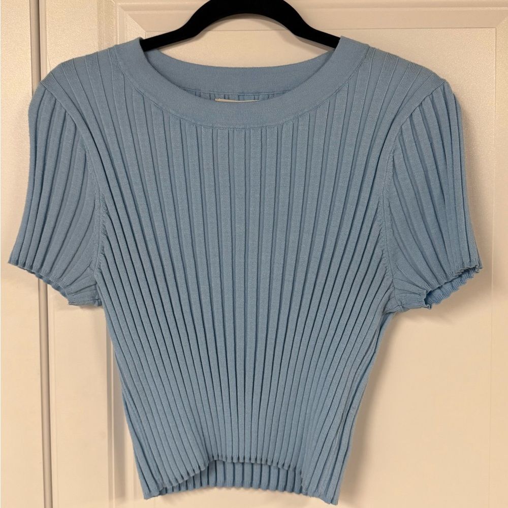 Happily Grey Ribbed Cropped Sweater